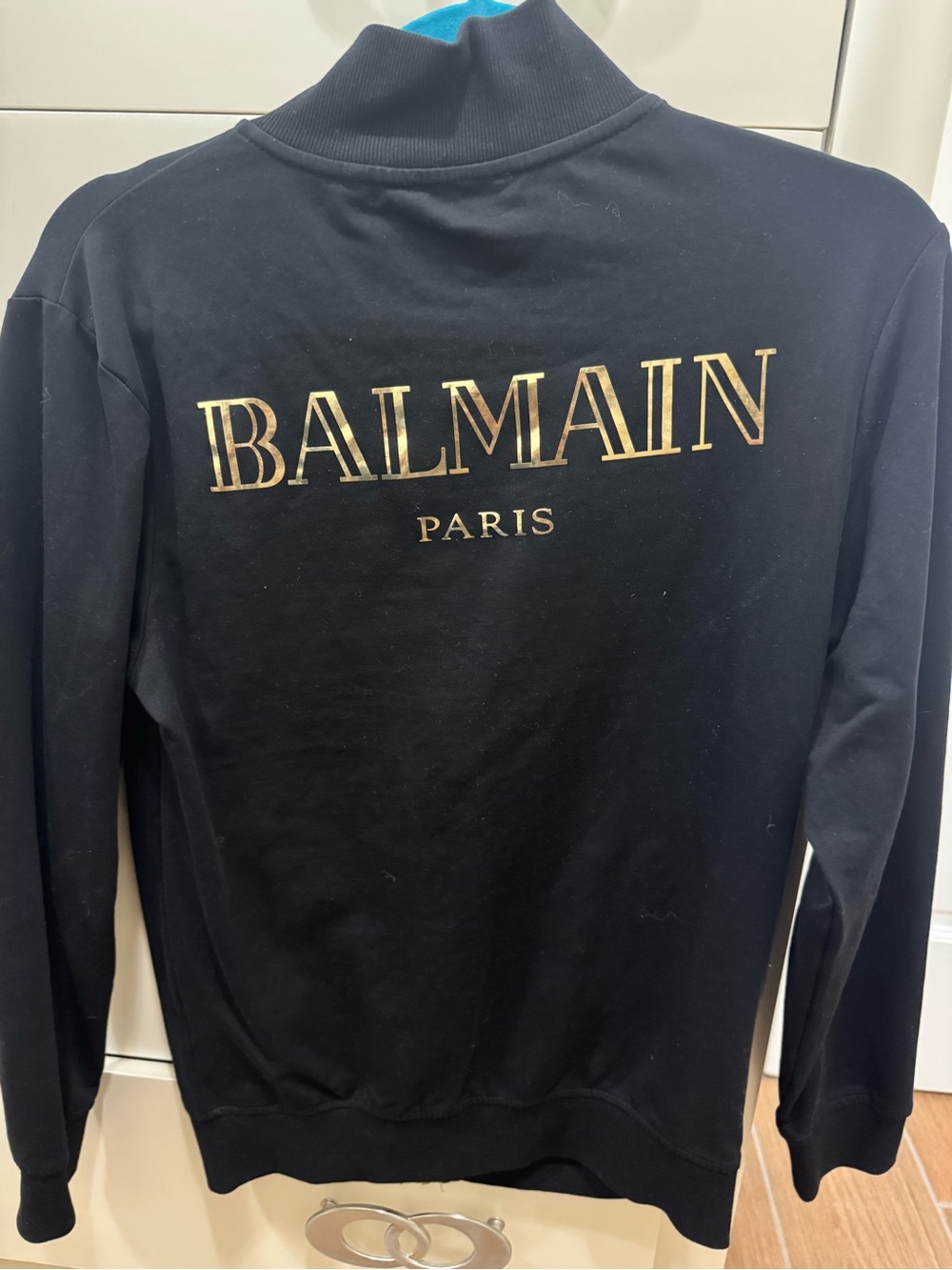 Balmain Black Sweatshirt with Gold Logo Back